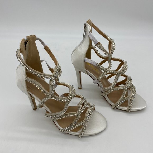 XYD White Bridal Strappy Peep Toe Sandals - Picture 4 of 10